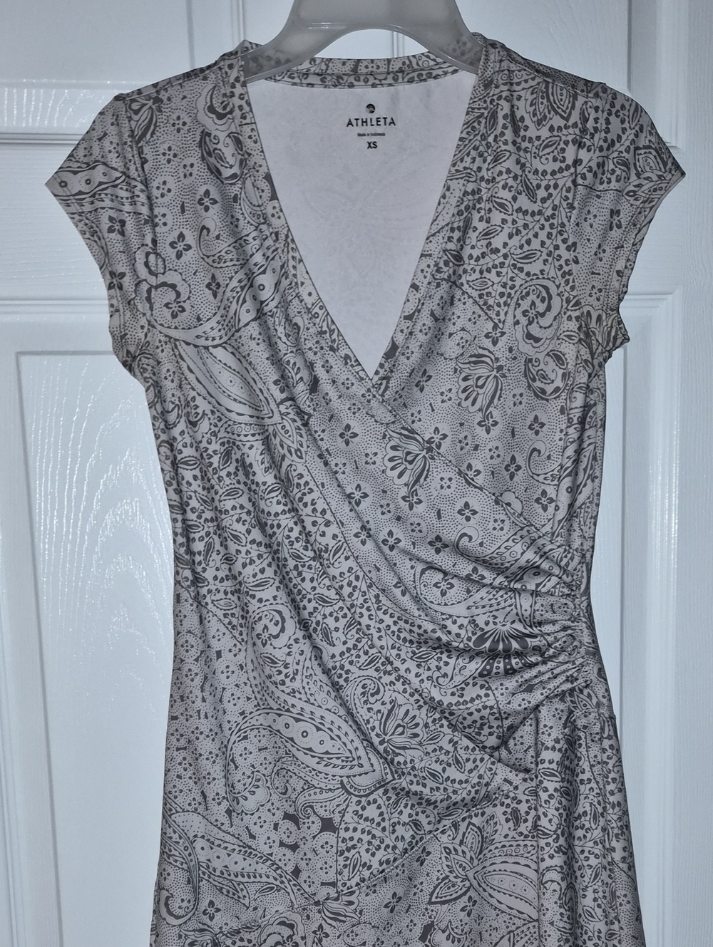 Athleta Gray Paisley Wrap-Style Tunic Dress
